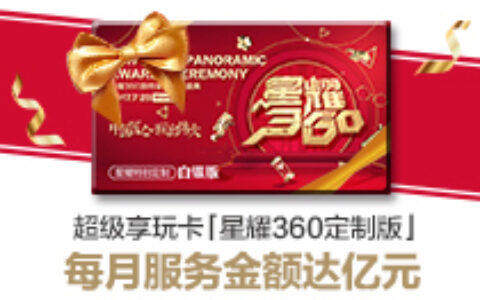 360游戏正式推出超级享玩卡 每月服务金额高达数亿元（TOB）