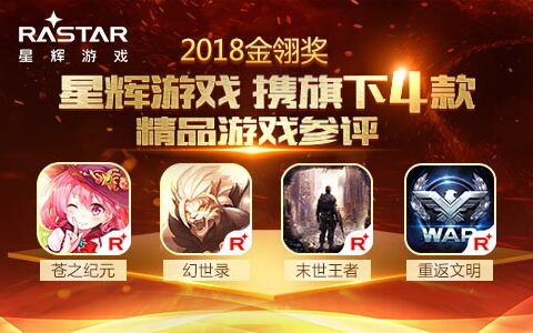 星辉游戏携旗下4款精品游戏角逐2018金翎奖