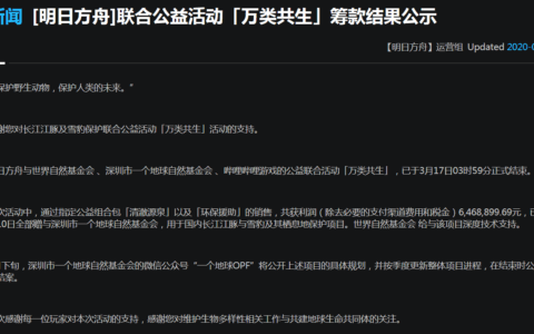 《明日方舟》公益联动「万类共生」大获成功
