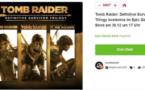 外媒爆料Epic活动最后赠送《古墓丽影三部曲》