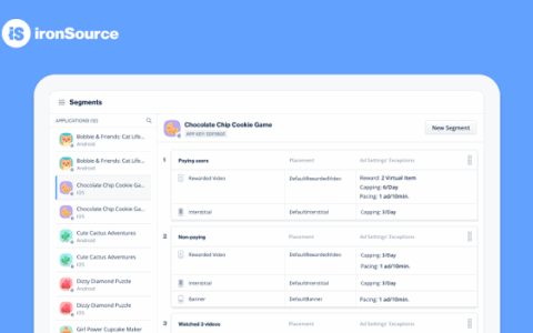 ironSource 新功能发布，开发者可在同一会话中实时调整广告策略
