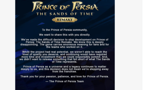 育碧启动重大战略重组 6款游戏取消含《波斯王子》重制版