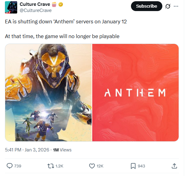 《圣歌》服务器将于1月12日正式关闭 运营七年终迎落幕