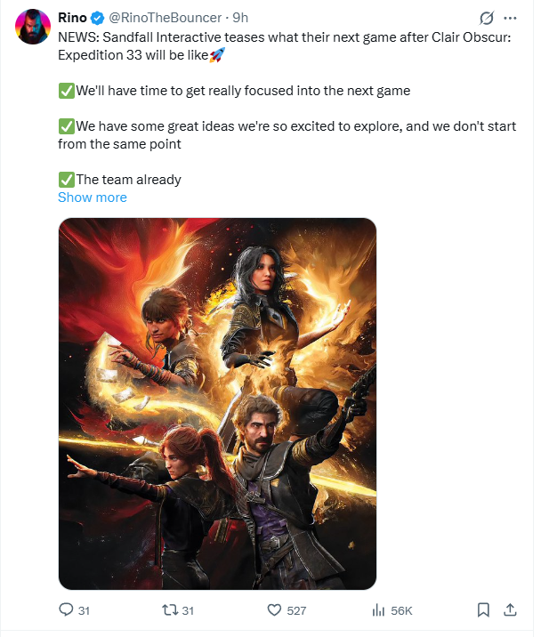 Sandfall筹备新作：延续创作直觉，《光与影》系列IP未来可期