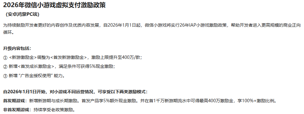 重大利好！2026年微信IAP小游戏最高可拿120%收益