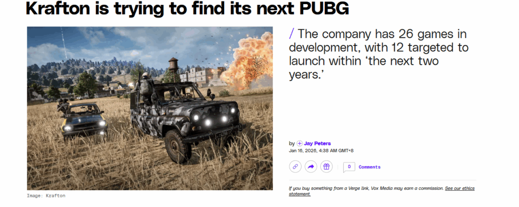 KRAFTON公布2026全新战略规划 两年内将推出《幻兽帕鲁移动版》等12款新作