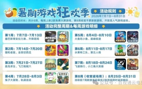 百视通云游戏暑期大屏游戏狂欢活动正式开启！限时免费爆款游戏轮番上线